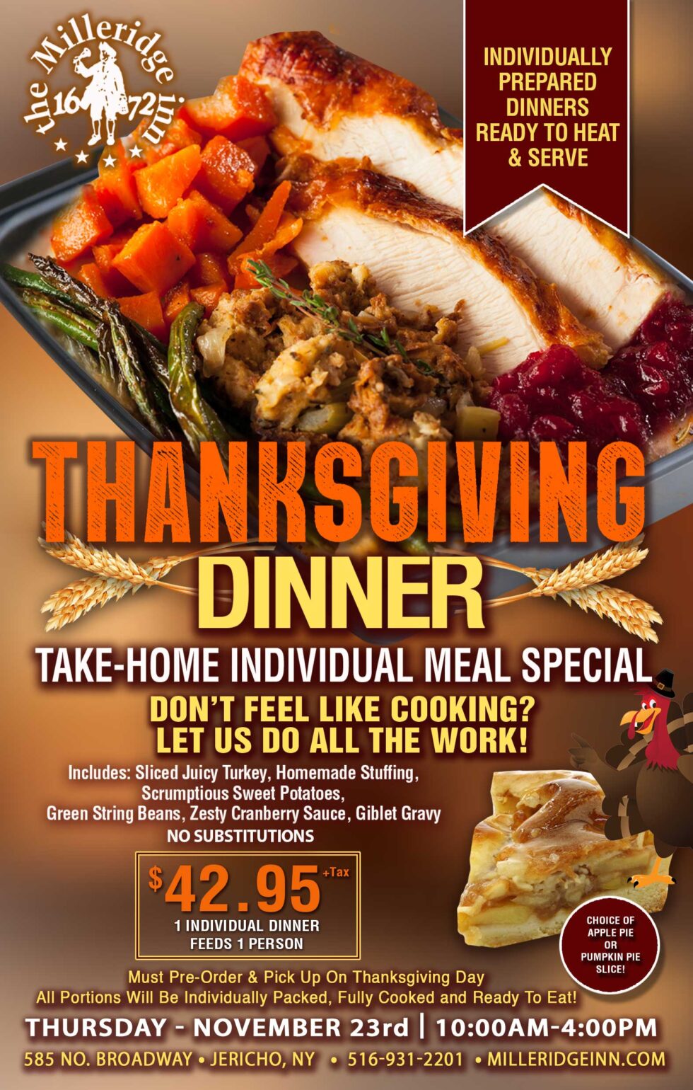 Thanksgiving Dinner To Go From The Milleridge Inn Dover Group