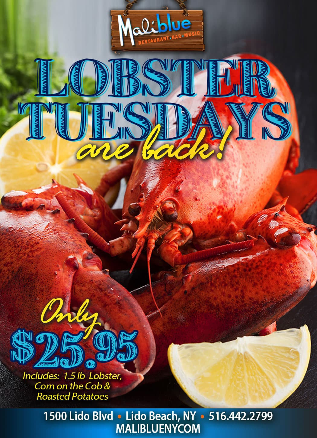 Maliblue Restaurant, Lobster Tuesdays